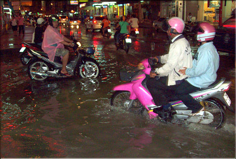 Pattaya's South Road after a few minutes of heavy rain