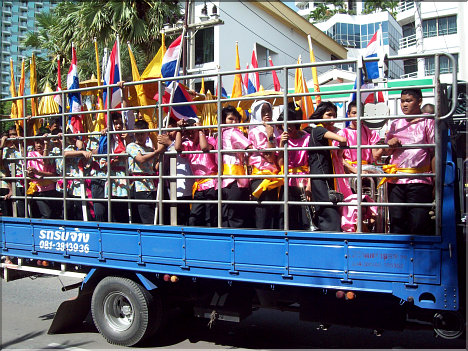 Students on their way to the Carnival Float Festival 2010