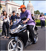 Junta Leader doesn't wear a crash helmet