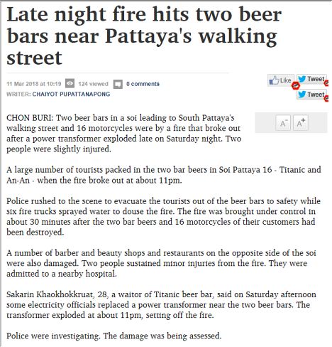 Blaze devastated Bars in Soi 16, off Walking Street