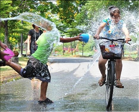 Do not ride a Bicycle during Songkran!