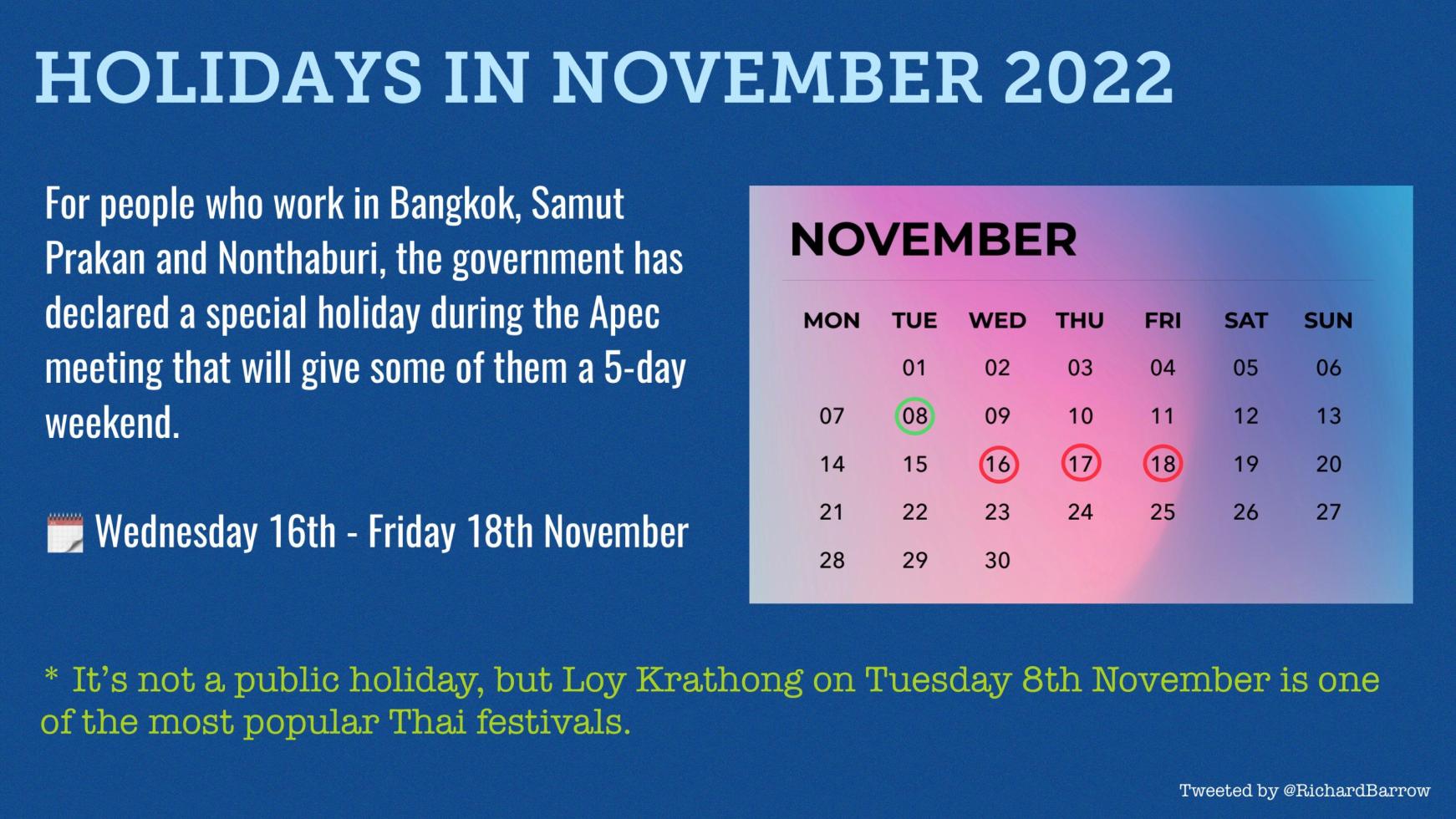Additional Holidays for Bangkokians